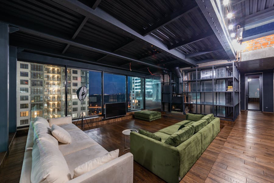 Loft industriel salon